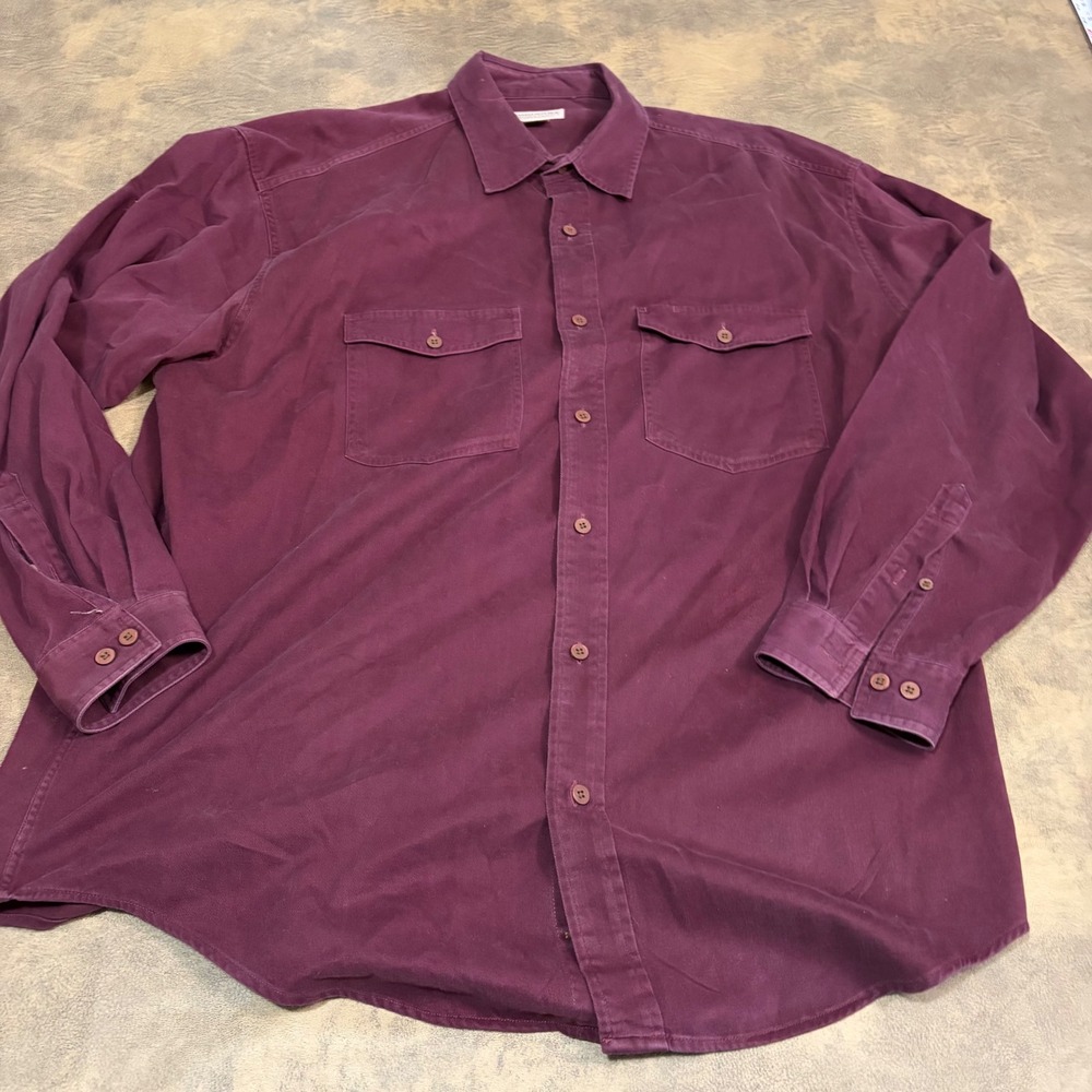 Banana Republic Shirt Mens XL Burgundy Safari Travel Brushed Cotton Twill